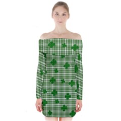 St  Patrick s Day Pattern Long Sleeve Off Shoulder Dress