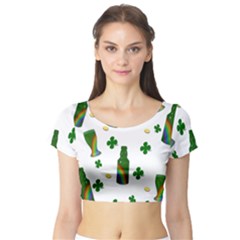 St  Patricks Day  Short Sleeve Crop Top (tight Fit) by Valentinaart