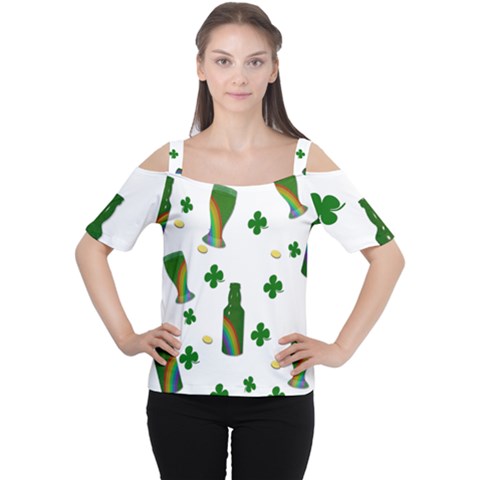 St  Patricks Day  Women s Cutout Shoulder Tee by Valentinaart