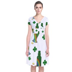 St  Patricks Day  Short Sleeve Front Wrap Dress