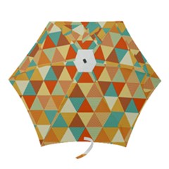 Golden Dots And Triangles Pattern Mini Folding Umbrellas by TastefulDesigns