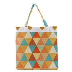 Golden Dots And Triangles Pattern Grocery Tote Bag by TastefulDesigns