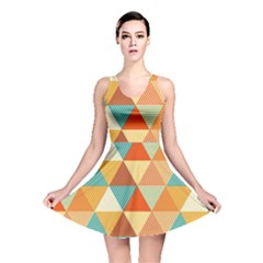 Golden Dots And Triangles Pattern Reversible Skater Dress by TastefulDesigns