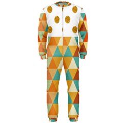 Golden Dots And Triangles Pattern Onepiece Jumpsuit (men)  by TastefulDesigns