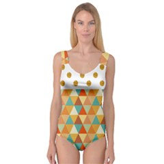 Golden Dots And Triangles Pattern Princess Tank Leotard 