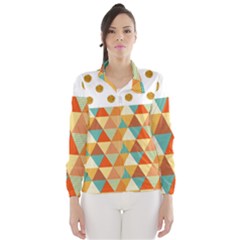 Golden Dots And Triangles Pattern Wind Breaker (women) by TastefulDesigns