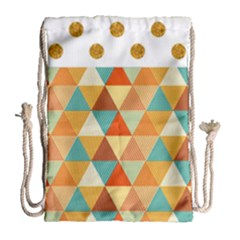 Golden Dots And Triangles Pattern Drawstring Bag (large)