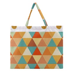 Golden Dots And Triangles Pattern Zipper Large Tote Bag by TastefulDesigns