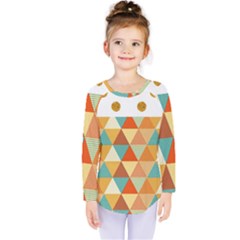 Golden Dots And Triangles Pattern Kids  Long Sleeve Tee