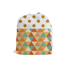 Golden Dots And Triangles Patern Drawstring Pouches (large)  by TastefulDesigns