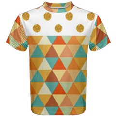 Golden Dots And Triangles Patern Men s Cotton Tee by TastefulDesigns