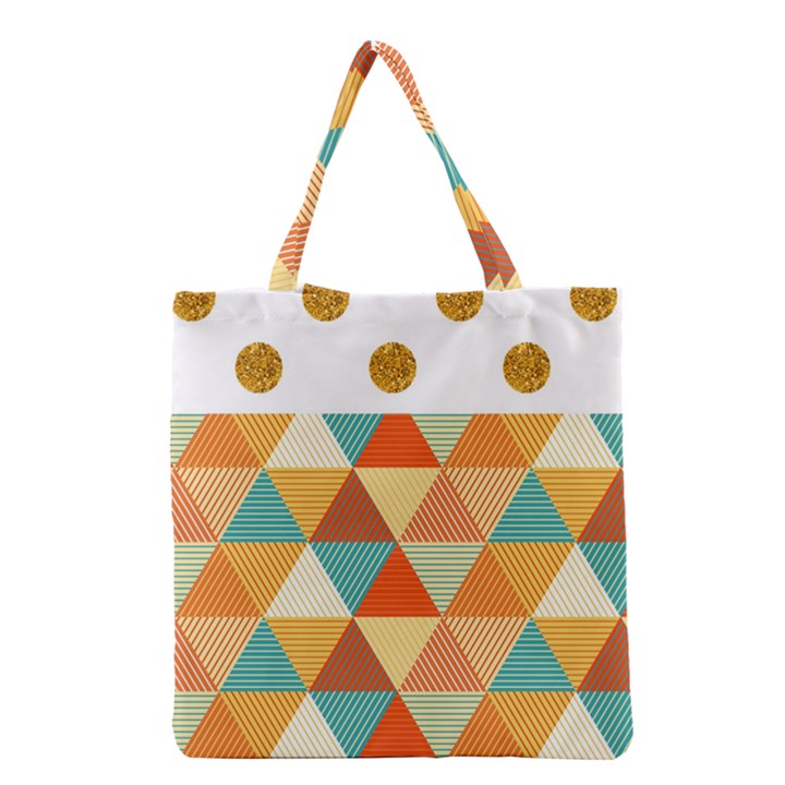 GOLDEN DOTS AND TRIANGLES PATERN Grocery Tote Bag