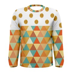 Golden Dots And Triangles Patern Men s Long Sleeve Tee by TastefulDesigns