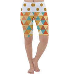 Golden Dots And Triangles Patern Cropped Leggings  by TastefulDesigns