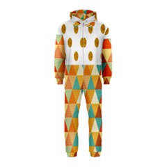 Golden Dots And Triangles Patern Hooded Jumpsuit (kids) by TastefulDesigns