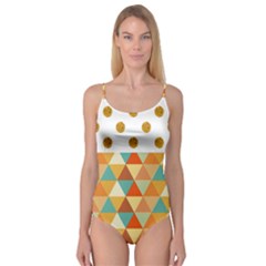 Golden Dots And Triangles Patern Camisole Leotard  by TastefulDesigns