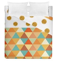 Golden Dots And Triangles Patern Duvet Cover Double Side (queen Size) by TastefulDesigns