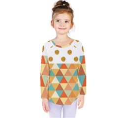 Golden Dots And Triangles Patern Kids  Long Sleeve Tee