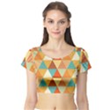 Triangles Pattern  Short Sleeve Crop Top (Tight Fit) View1