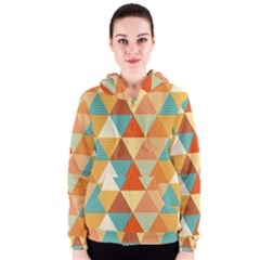 Triangles Pattern  Women s Zipper Hoodie by TastefulDesigns