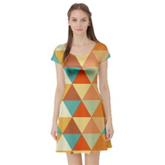 Triangles Pattern  Short Sleeve Skater Dress by TastefulDesigns