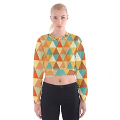 Triangles Pattern  Women s Cropped Sweatshirt by TastefulDesigns