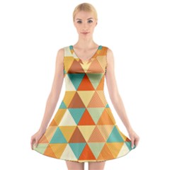 Triangles Pattern  V-neck Sleeveless Skater Dress by TastefulDesigns