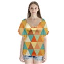 Triangles Pattern  Flutter Sleeve Top View1