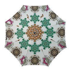 A Set Of 9 Nine Snowflakes On White Golf Umbrellas by Amaryn4rt