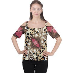 Animal Tissue And Flowers Women s Cutout Shoulder Tee