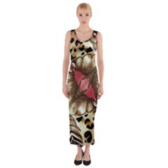 Animal Tissue And Flowers Fitted Maxi Dress