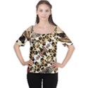 Background Fabric Animal Motifs And Flowers Women s Cutout Shoulder Tee View1