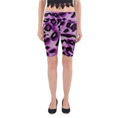 Background Fabric Animal Motifs Lilac Yoga Cropped Leggings