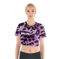 Background Fabric Animal Motifs Lilac Cotton Crop Top by Amaryn4rt