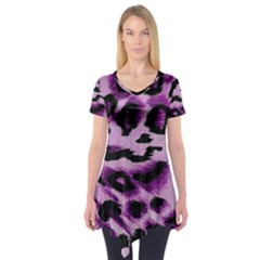 Background Fabric Animal Motifs Lilac Short Sleeve Tunic 