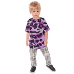 Background Fabric Animal Motifs Lilac Kids  Raglan Tee