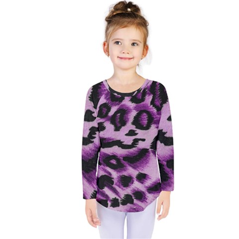 Background Fabric Animal Motifs Lilac Kids  Long Sleeve Tee by Amaryn4rt