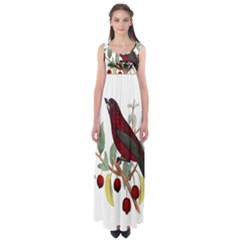 Bird On Branch Illustration Empire Waist Maxi Dress by Amaryn4rt