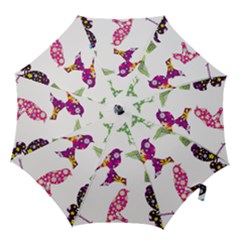 Birds Colorful Floral Funky Hook Handle Umbrellas (medium) by Amaryn4rt