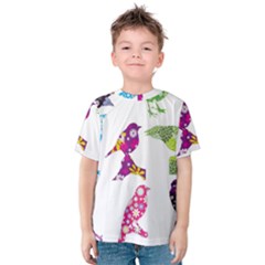 Birds Colorful Floral Funky Kids  Cotton Tee