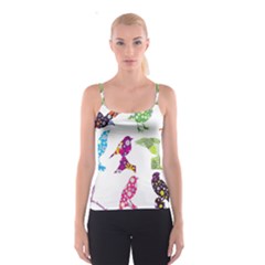 Birds Colorful Floral Funky Spaghetti Strap Top by Amaryn4rt