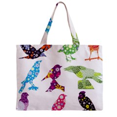 Birds Colorful Floral Funky Zipper Mini Tote Bag