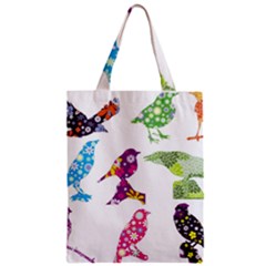 Birds Colorful Floral Funky Zipper Classic Tote Bag by Amaryn4rt