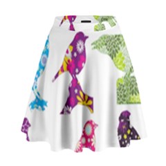 Birds Colorful Floral Funky High Waist Skirt by Amaryn4rt