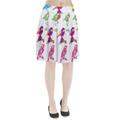 Birds Colorful Floral Funky Pleated Skirt by Amaryn4rt