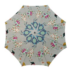 Birds Floral Pattern Wallpaper Golf Umbrellas