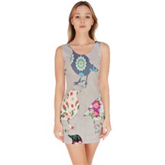 Birds Floral Pattern Wallpaper Sleeveless Bodycon Dress by Amaryn4rt