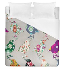 Birds Floral Pattern Wallpaper Duvet Cover (queen Size) by Amaryn4rt