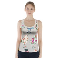 Birds Floral Pattern Wallpaper Racer Back Sports Top