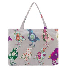 Birds Floral Pattern Wallpaper Medium Zipper Tote Bag